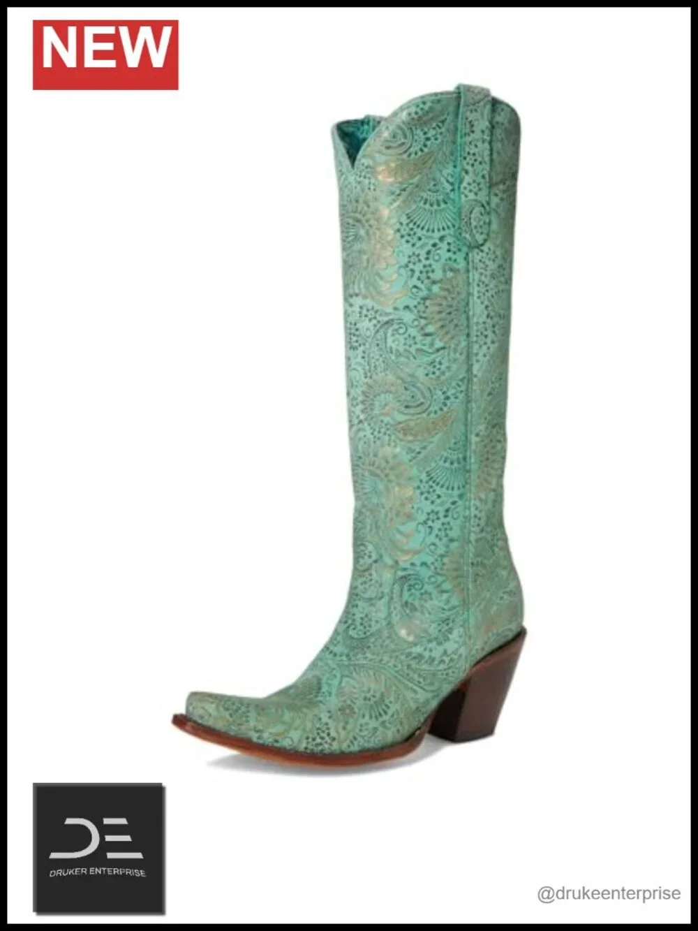 Corral Western Floral Embroidered Snip Toe Pull On Over the Knee Boots
